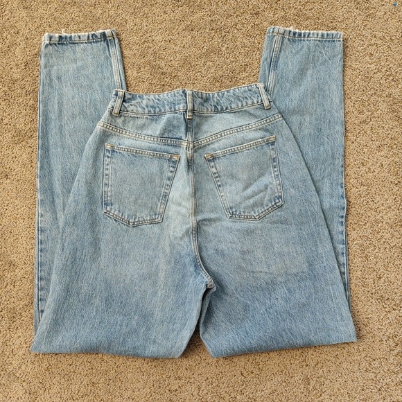 ASOS DESIGN High Waisted Mom Jeans Light Wash Cotton Denim Size 28T - Picture 10 of 12